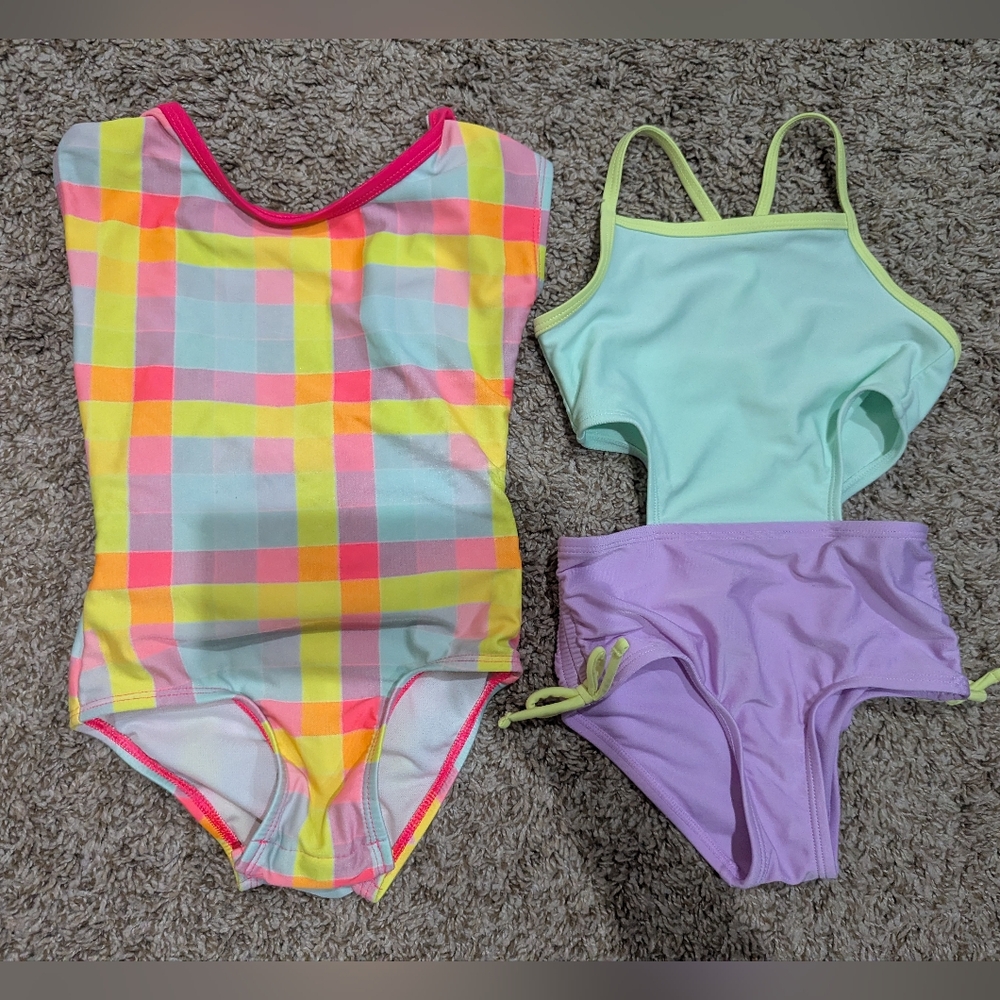 4t girl swimsuit bundle cat & jack neon color block